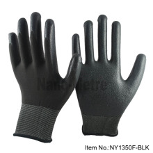 NMSAFETY 13 gauge black nylon liner coated black foam nitrile cheap safety gloves en 388